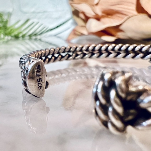 Vintage Handmade Genuine Turquoise Double Cable Cuff Bracelet Solid 925 Sterling - Picture 5 of 9